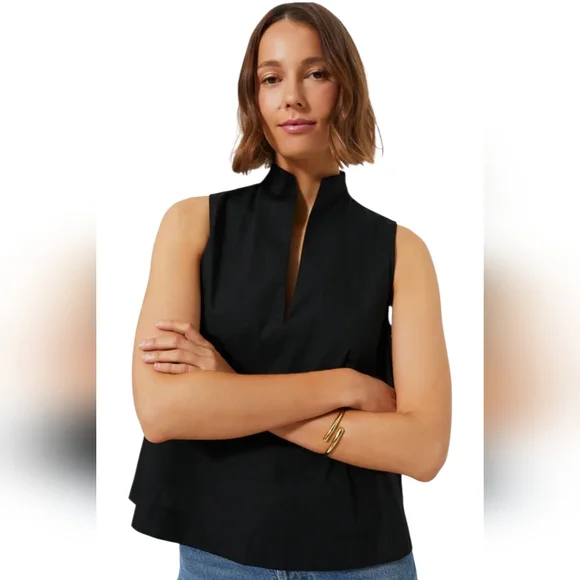 Tuckernuck Solid Black Cotton Sleeveless Celeste V Neck Top - Picture 5 of 12